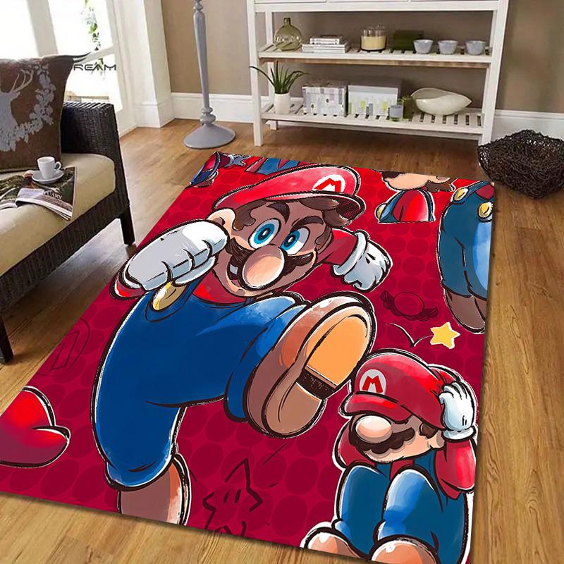 Super Mario2 Flannel Pattern Square Carpet,Area Rug,Carpet Rug for Living Room Bedroom Sofa Playroom Decor,Non-slip Floor Mat