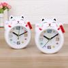 Creative Cartoon Lucky Cat Alarm Clock Mini Table Decoration Student Cute Plastic