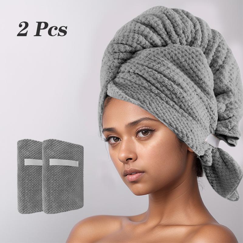 2 Pezzi Asciugamano per Capelli Grande in Pile di Corallo Morbido Asciugamano per Asciugare i Capelli con Elastico con Elastico Asciugatura Rapida Turbanti per Capelli