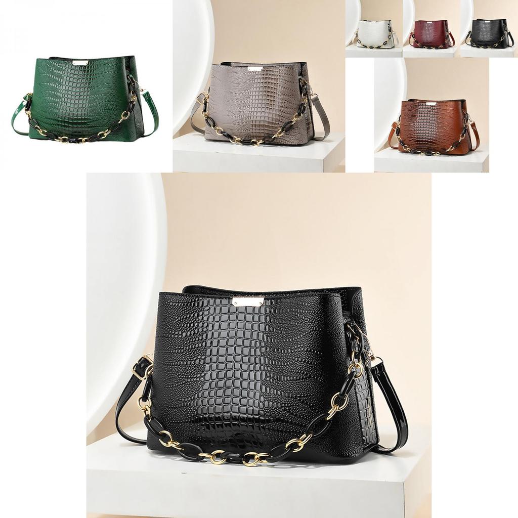 Chic Crossbody Bucket Bag For Women Modern Design Stylish Chain Detail And High Quality Pu Material