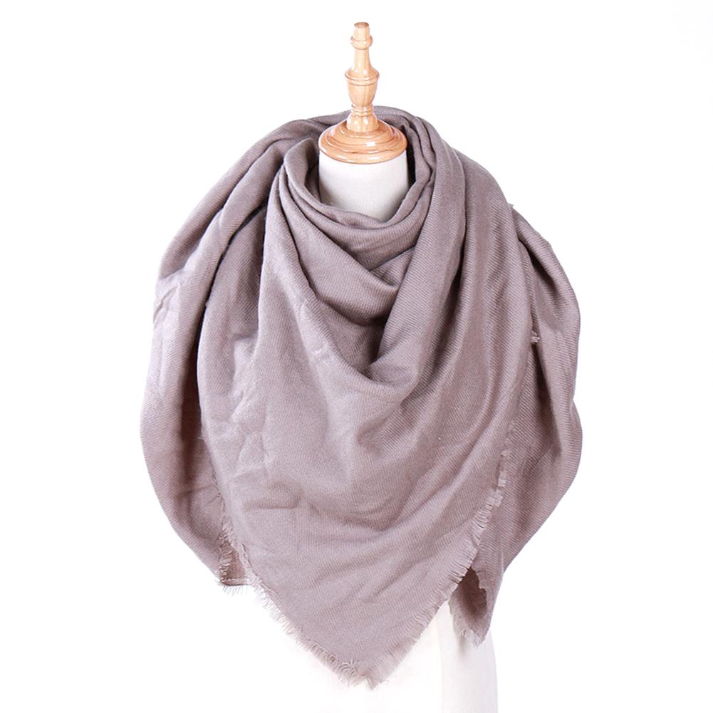 Women Cashmere-Like Scarf Fashion Solid Color Triangle Shawl Wraps Woolen Soft Fleece Scarf