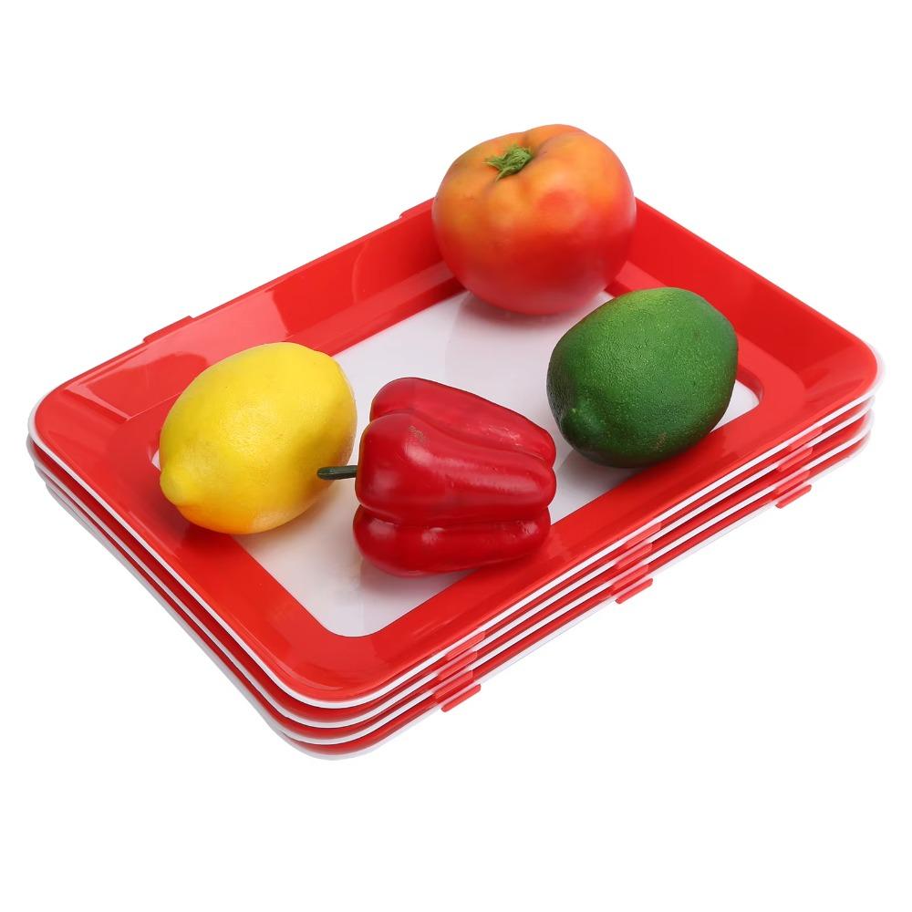Stackable Food Storage Trays Flat Meat Fresh-keeping Plate Food Preservation Tray  Refrigerator