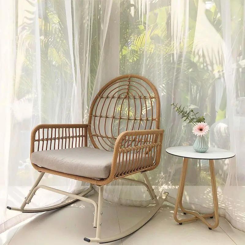 Rocking chair balcony casual rattan chair household lazy single living room happy outdoor adult garden chair rocking