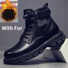 Vintersko Uformelle herrestøvler Snøring Komfortabel Martern-støvle i lær Herremerke Designer ankelstøvler Mote mennsko