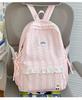 Schoolbag Summer Fresh Peach Light Pink Striped Bow Schoolbag Milk Huhu Sweet Girl Heart Girlfriend Travel Backpack