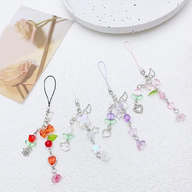 Trendy Phone Charm Unique Flower Keyring Delicate Keychain Phone Accessories Bag Pendant for Purse Backpack