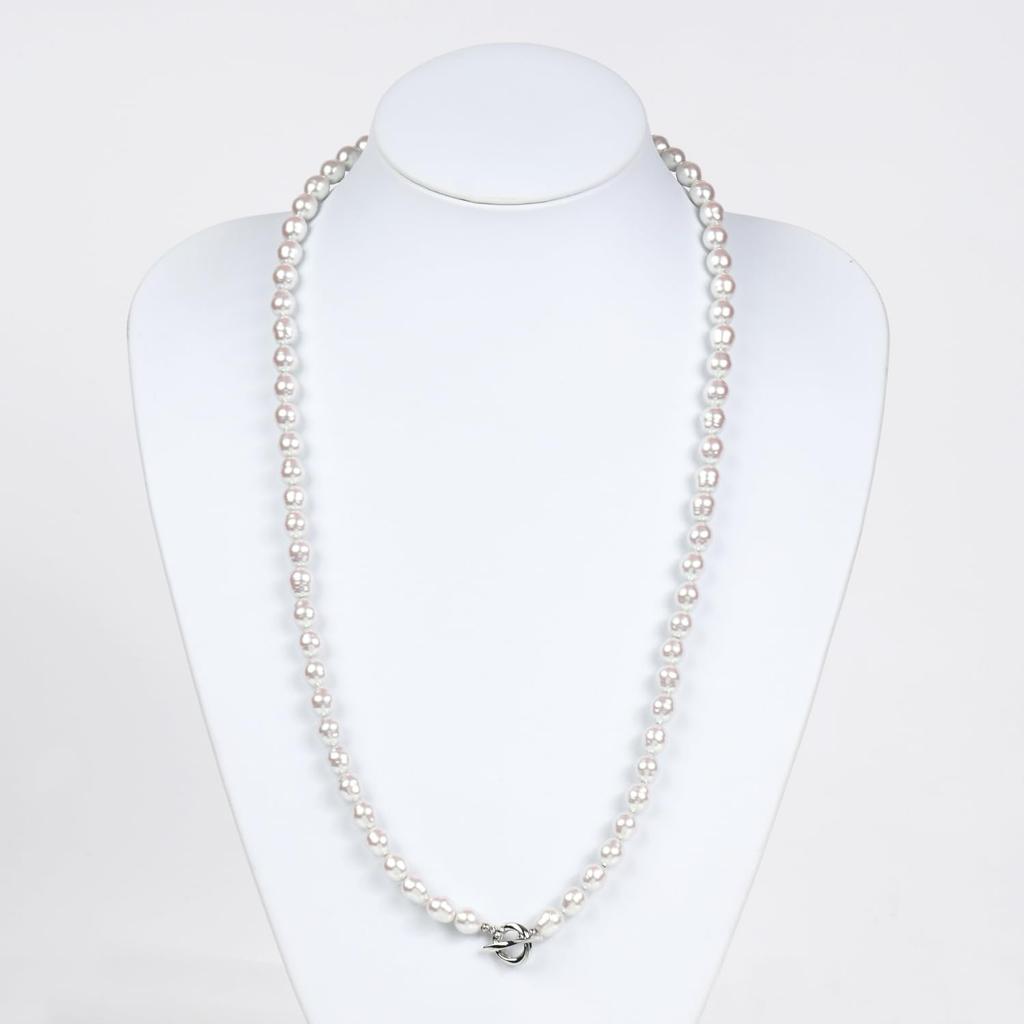 [MIONO] [Produced by Yumi Katsura] Yumi sienne Pearl Necklace Coco 70cm Formal Occasions Simple Popular White Made in Japan (Silver)