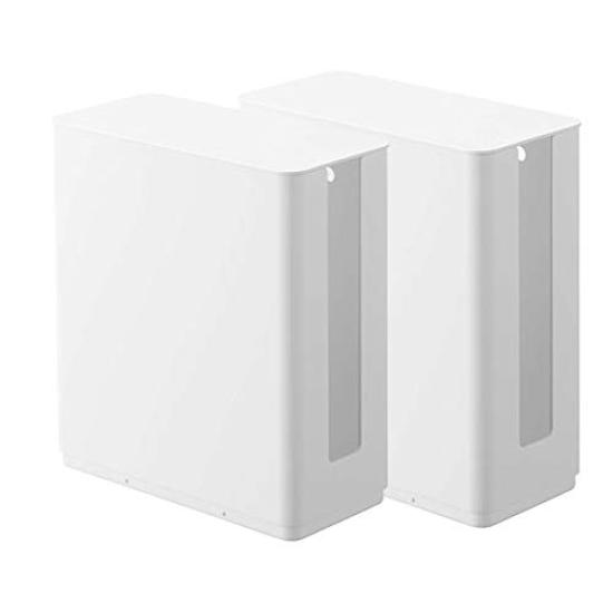 

[Set of 2] Yamazaki Jitsugyo 4913 Stackable Router Storage Case with Slim Lid White Approx. W9.7XD20.2XH22.2cm Smart Storage Behind TV Stackable