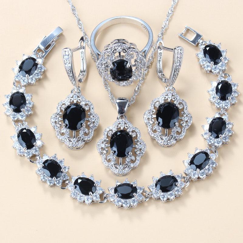 Women Wedding Jewelry Bridal Red Garnet Cz Earrings Pendant Necklace Bracelet And Ring Gift Sets