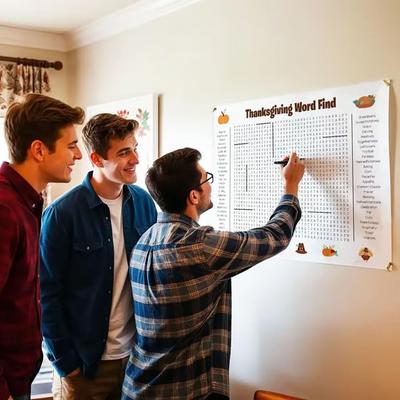 Giant Thanksgiving Word Search Poster 90*60cm Wall Game Christmas Activity Larger Than Life Puzzle a Fun Interactive Experience Posters for Families