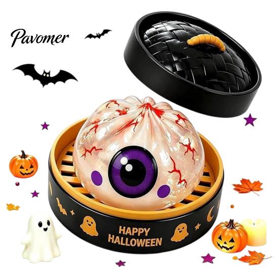 Skeleton Dumpling Toy 1/5/6Pcs Halloween Squeezing with Steamer, Pumpkin Ghost Eyeball Bun Stress Relief for Kids Adults, Party Favors
