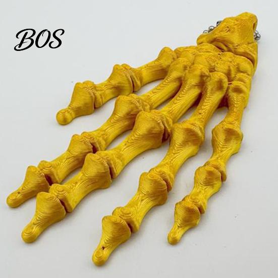 Cool Skeleton Hand Accessory Keychain, with Hanging Chain 3D Printed Ornament, Movable Gothic Ornament Joint Design Skull Palm Stress Relief