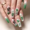 24 Pezzi/Set Unghie Veloci Giorno di San Patrizio Fiori Verdi Adesivo Unghie Finte Indossabili Impermeabili Manicure Unghie Finite