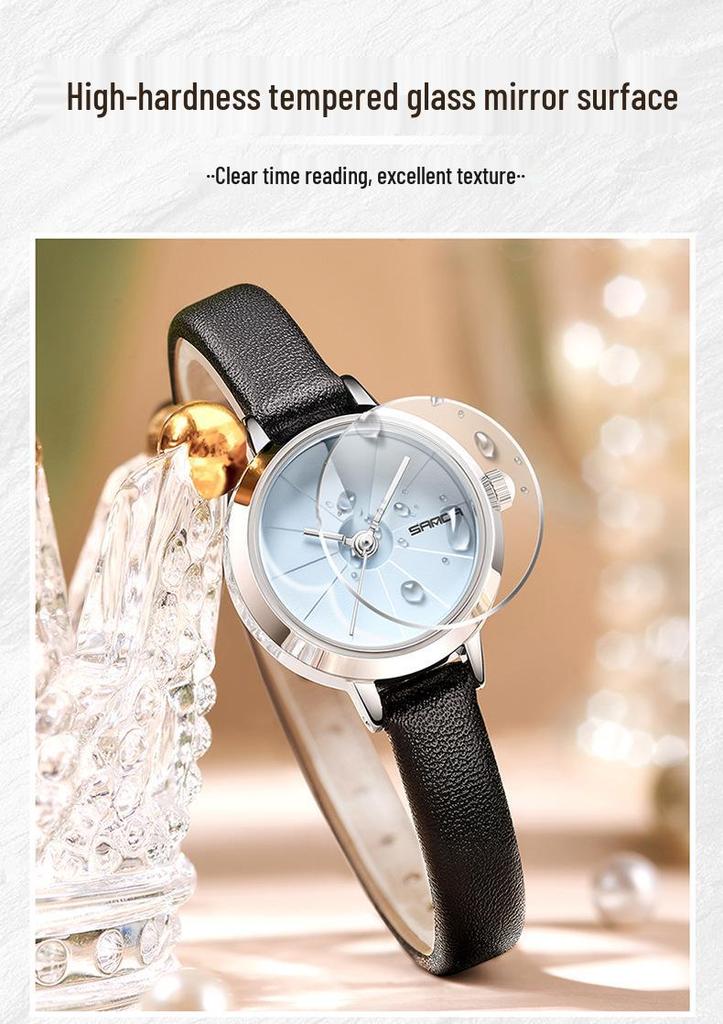 Sanda Women's Waterproof Quartz Wristwatch – Simple Round Dial, Leather & Mesh Strap, Lightweight & Stylish.
