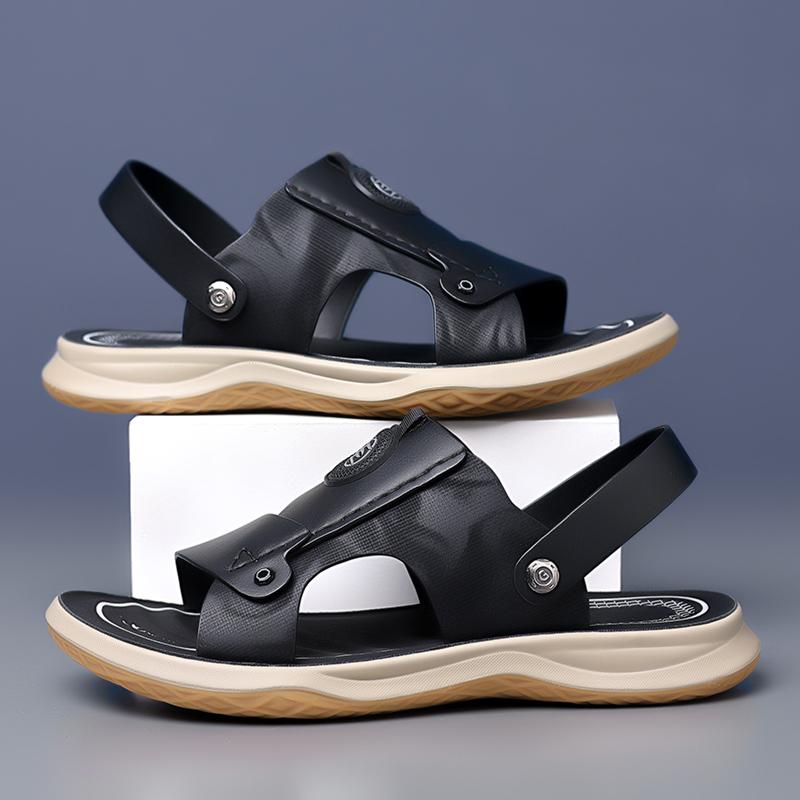 FashionNew Arrival Hot Sale Men's Sandals Non-slip Casual Leather Soft Slippers Dual-Purpose Open-toe Summer Shoes Versatile Half Drag