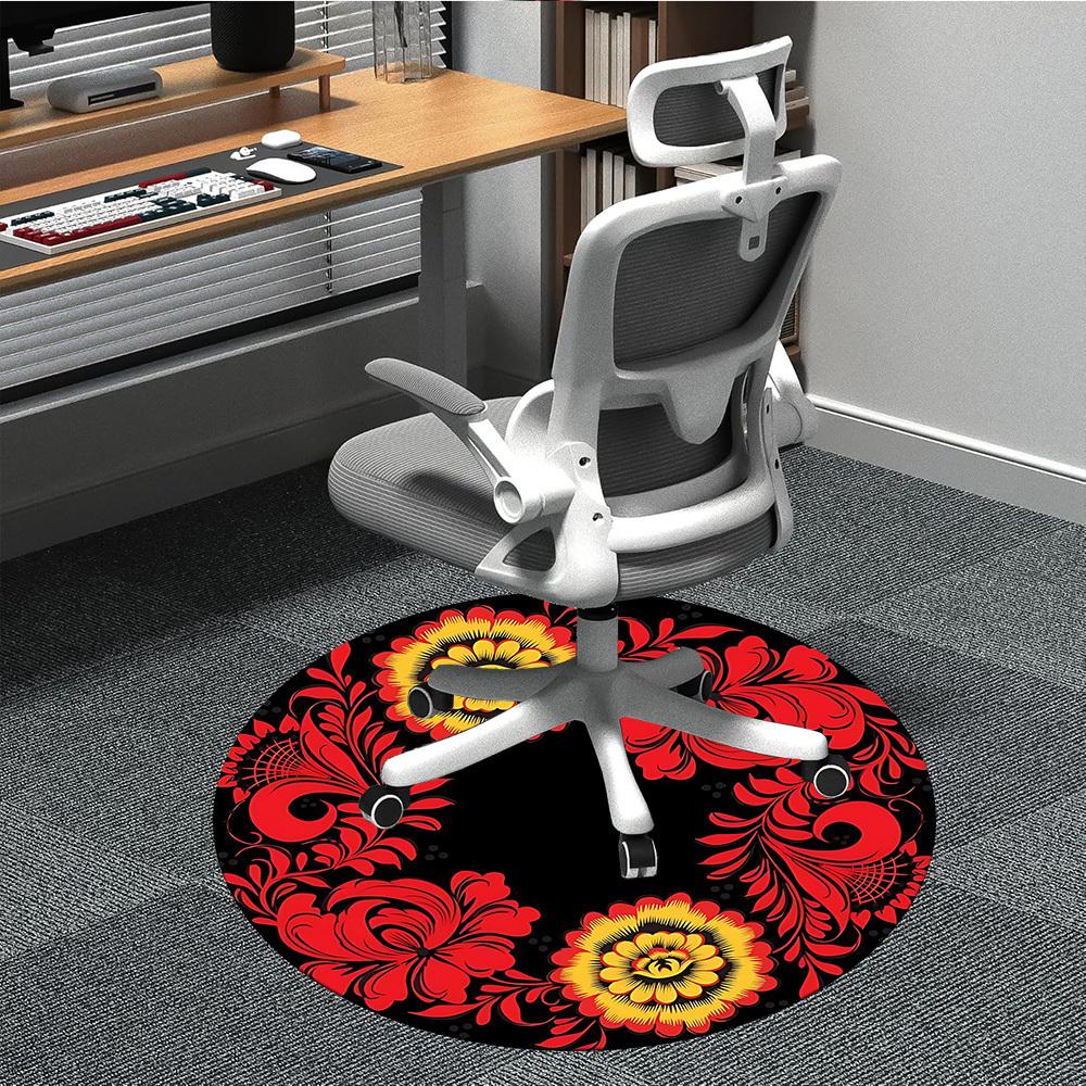 

1PC Floral Pattern Chair Carpet for Office Non-Slip, Lightweight, Machine Washable Rug for Office, Sleeping, Room - Holiday DecorPolyester, 80cm by 80cm