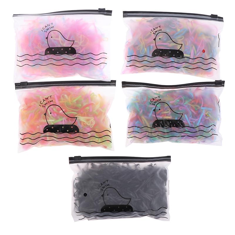 1000Pcs Disposable Rubber Bands Elastic Hair Ties Rings Band Kids Girl Ponytails