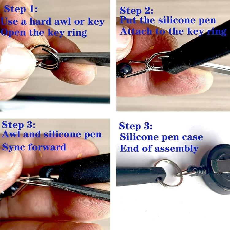 Elastic Pull Pen Sleeve with Key Ring Attachment Retractable Keychain Protects Pens from Damage in Backpacks and Desks