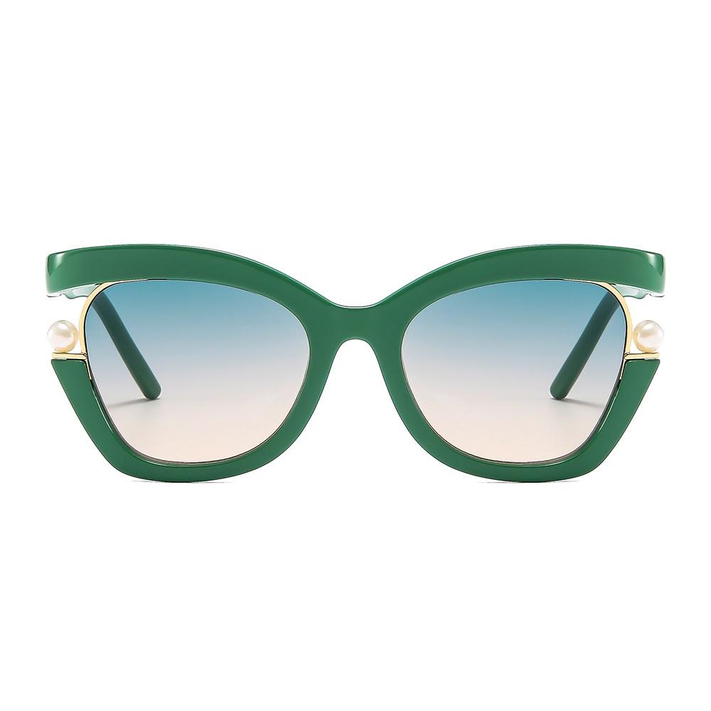 New Cat Eye Pearly Sunglasses Women Square Luxury Female Sun Glasses Ladies Green Shades Summer Eyewear Uv400 Oculus