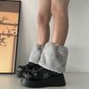 Women Furs Leg Warmer Winter Furry Long Boot Cuffs Fuzzy Shoe Cover Party Costume for Holiday Festival Performances Play