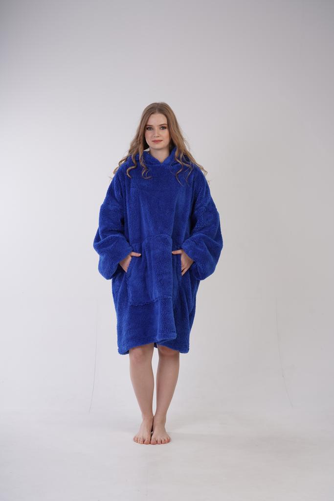 Bluza Koc Oversize Kocobluza Pluszowa 2W1 Szlafrok Z Kapturem Duża Gruba