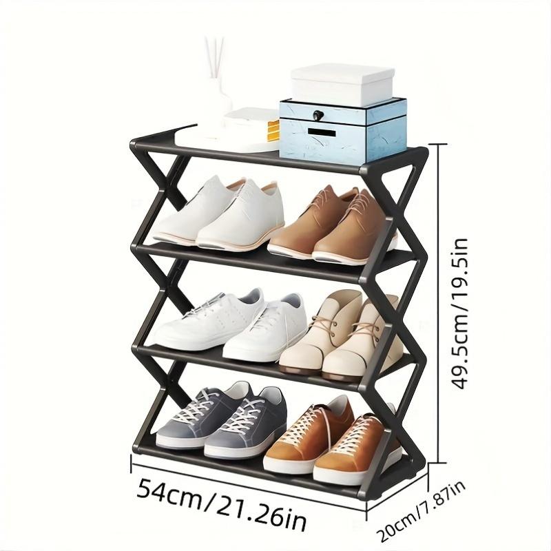 1pc Upgraded Shoe Rack, Shoe Organizer, 4-Tier Shoe Storage Rack, Sturdy & Durable Shoe Rack For Closet, Garage & Corridor, Stackable Shoe Rack