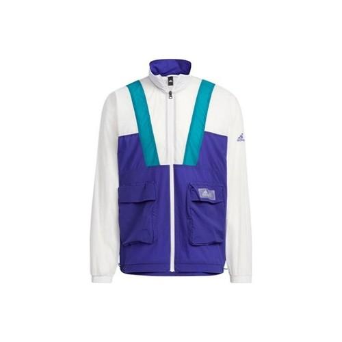 

adidas Originals Casual Sports Stand Collar Jacket for Men, Blue and White L синий/белый