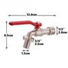 1PCS Lever Water Tap Zinc Alloy with Red Handle Faucet Adapter Hose Plug Garden Watering Garden Irrigation Accessory
