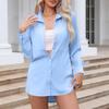 Women's Casual Mid-Length Long Sleeve Shirt Solid Color Tops