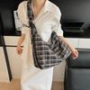 Japanese Plaid Shoulder Bag Vintage Women's Tote Bag Ins Plaid Crossbody Bag  Girls