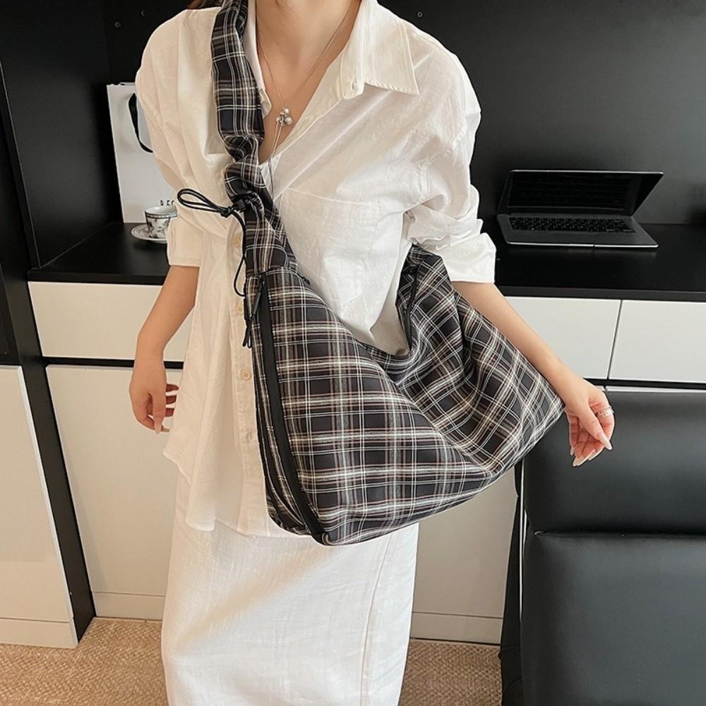 Japanese Plaid Shoulder Bag Vintage Women's Tote Bag Ins Plaid Crossbody Bag  Girls