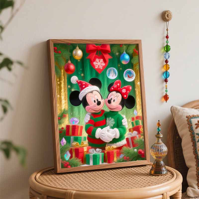 Disney Mickey Minnie Mouse Christmas Oil Painting Digital Painting Art Kit Handmade Diy Gifts Home Decorations