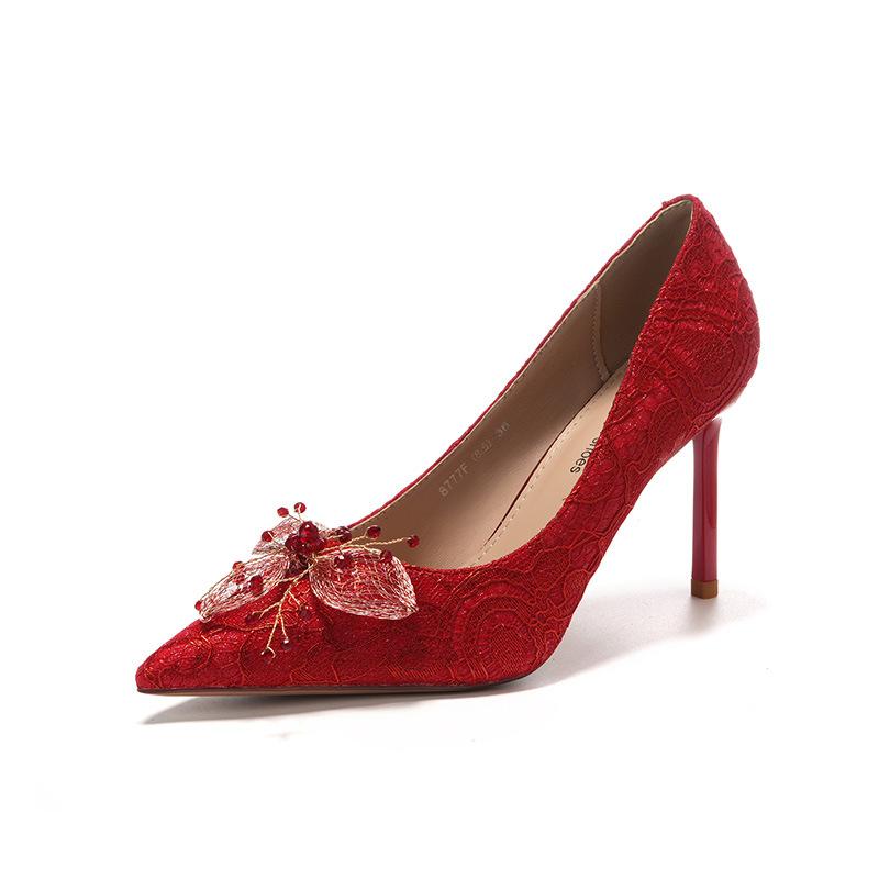 

Туфли на шпильке с аппликацией из атласа красного цвета на высоком каблуке, праздничное свадебное платье, свадебные туфли, туфли для подружек невесты 40