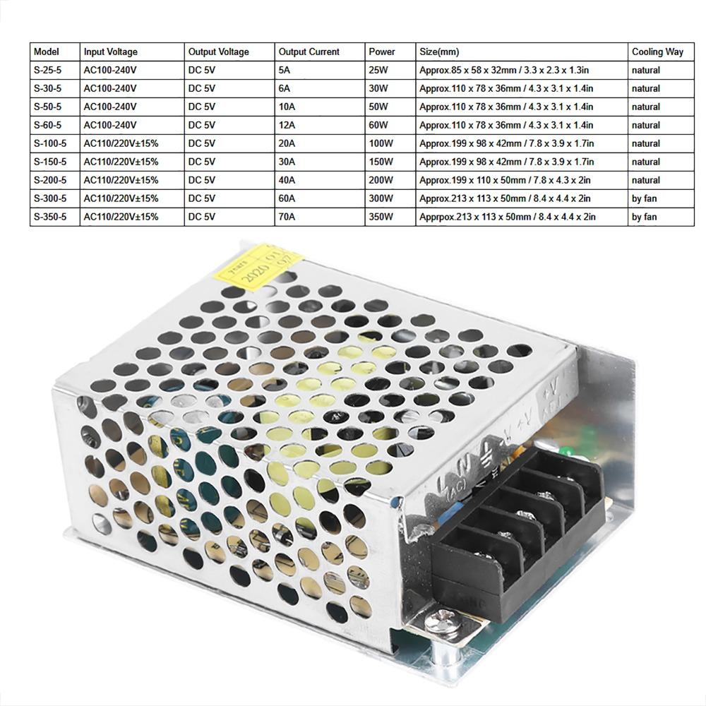 Transformer S-25-5 Switching Power,Supply DC5V AC100-240V Power Switching 5V 5A 25W LED Power Switching Supply Power Conversion
