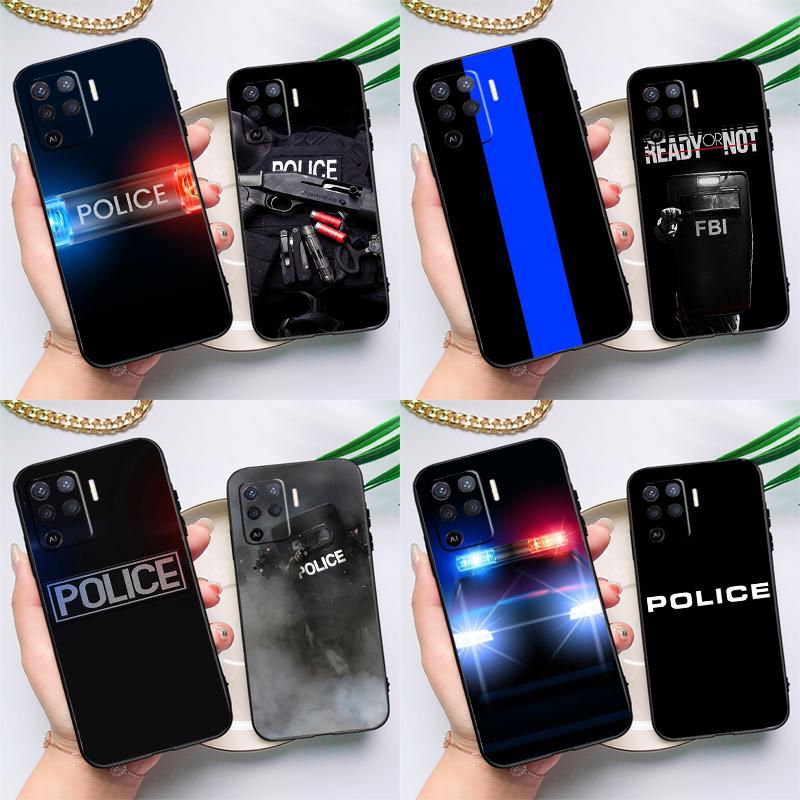 

Police Symbol Case For OPPO A94 A74 A54 A53S A53 A31 A5 A9 2020 A52 A72 A83 A91 A93 A1K A15 A16 Cover