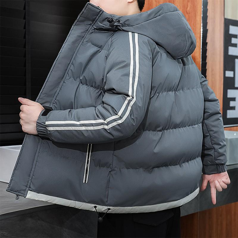 Mens Hooded Cotton Puffer Jacket Loose Fit Winter Warm Outerwear Streetwear Casual Coat