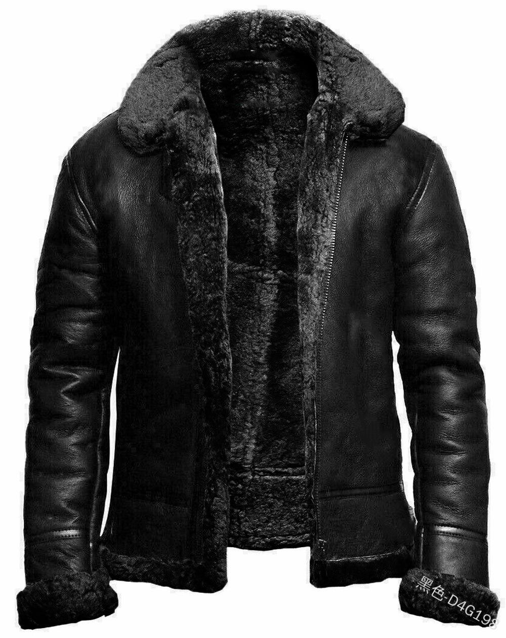 European American Men s Thickened Suede Coat with Artificial Fur Lining M чёрный