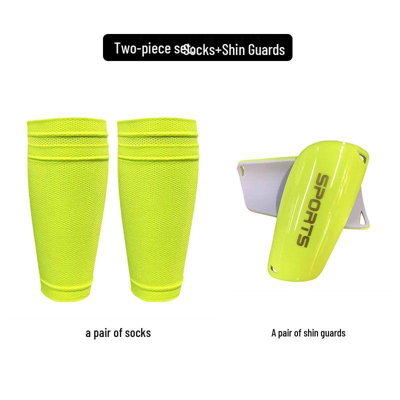 Men's Double Layer Breathable Mid-Calf Shin Guard Football Socks Set