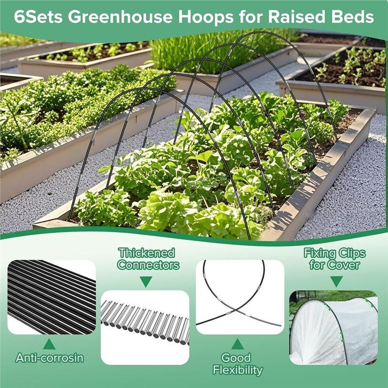 AT19-Garden Hoops(30Pcs), 2.4M Greenhouse Hoops With Reinforcement Clips,For Raised Beds For Outdoor Vegetable For Netting