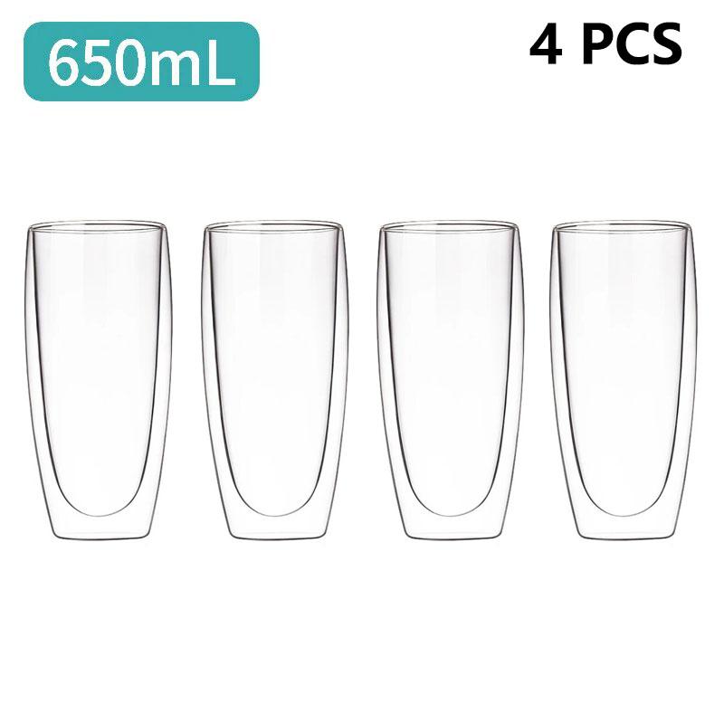 Transparent Glass Coffee Cup Milk Whiskey Tea Beer Double Creative Heat Resistant Cocktail Vodka Wine Mug Tumbler Drinkware Gift