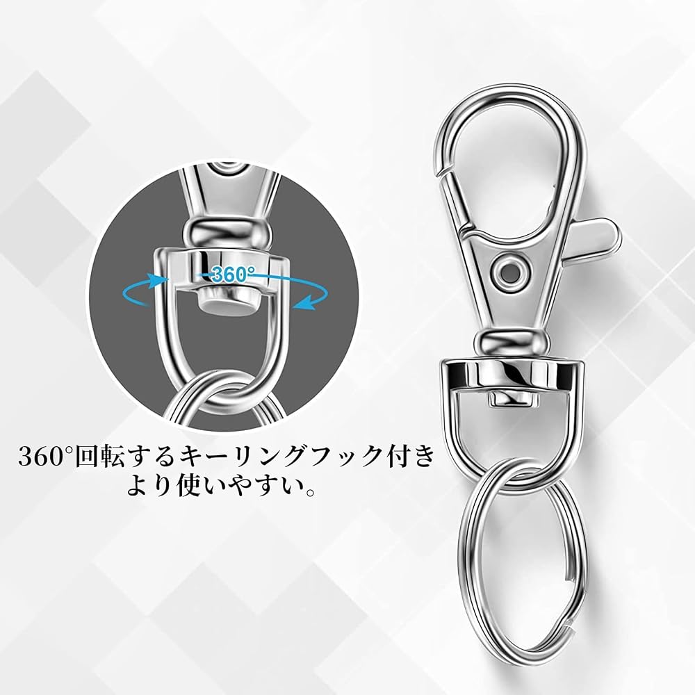 FineGood Keychain Hardware Set 5pcs Double Ring Keyring Stainless Steel with Swivel Hook