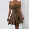 Summer women's clothing European and American one-word collar irregular tube top off shoulder slim-fitting sexy dress