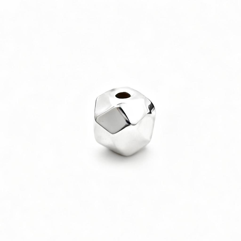 S925 Sterling Silver Faceted Diamond-Shaped Spacer Beads for DIY Jewelry and Handwoven Accessories