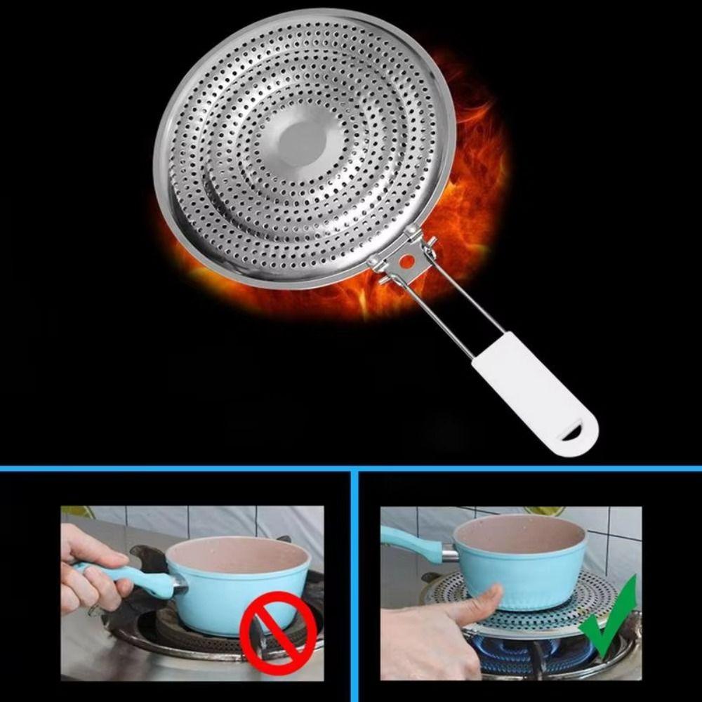 Foldable Heat Diffuser Wood Handle Thermal Conductivity Mat Flame Guard Simmer Plate  Stovetop