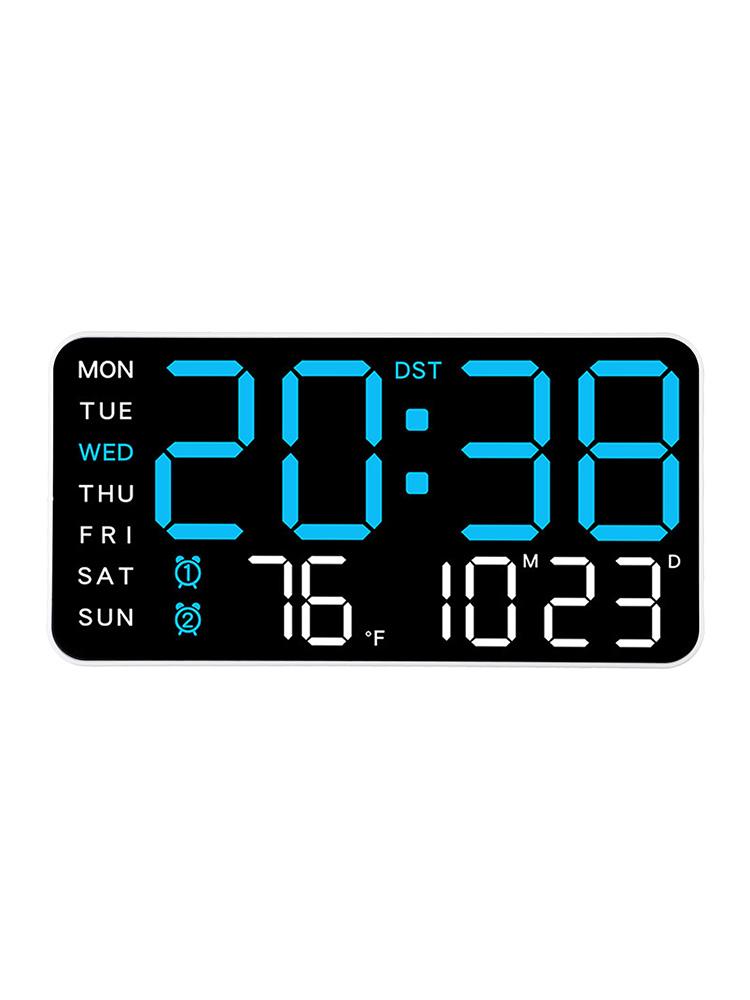 Electronic LED Alarm Clock Showing Date & Week Features Adjustable Brightness Levels & Voice Activation for Easy Use Anywhere