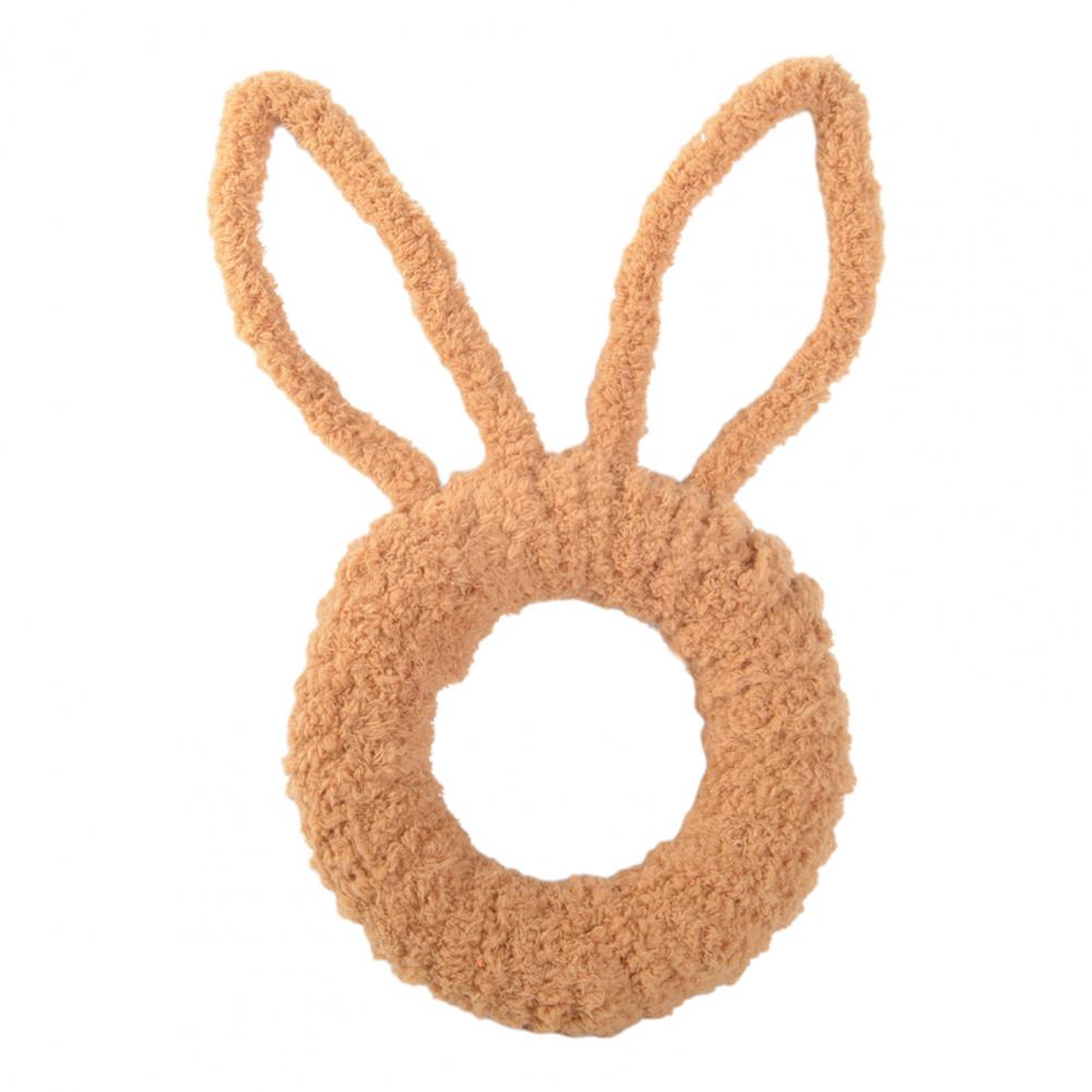 Easter Bunny Wreath for Front Door Yarn Wrap Rabbit Shaped Wreath with Artificial Flowers for Spring Porch Wall Window Decor