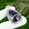 Pear Crown Chakra Chevron Amethyst Stone Wedding Pendant Jewelry Sterling Silver