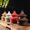 Colorful Ceramic Pagoda Incense Burner - Antique Temple of Heaven Aroma Tower for Home Decor