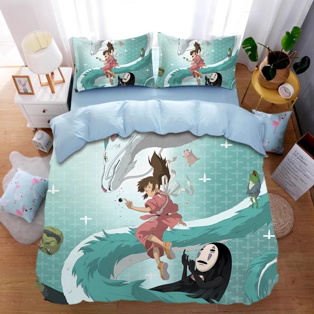 Comic Hayao Miyazaki, Mikrofaser Bettwäschesets, Kinderbettwäsche mit Reißverschluss Raumdeko Bettbezug für Jugendliche Erwachsene 3-teilig