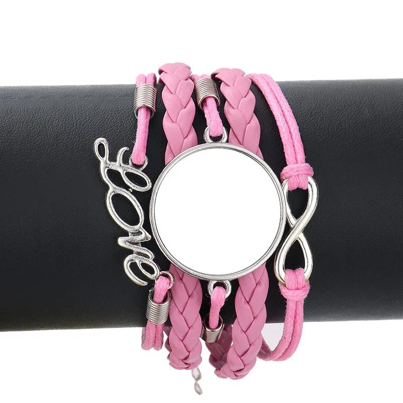 Sublimation Woven Leather Rope Bracelet Casual Jewelry Bracelets DIY Heat Transfer Blanks For Creative Fashion Jewelry Gifts
